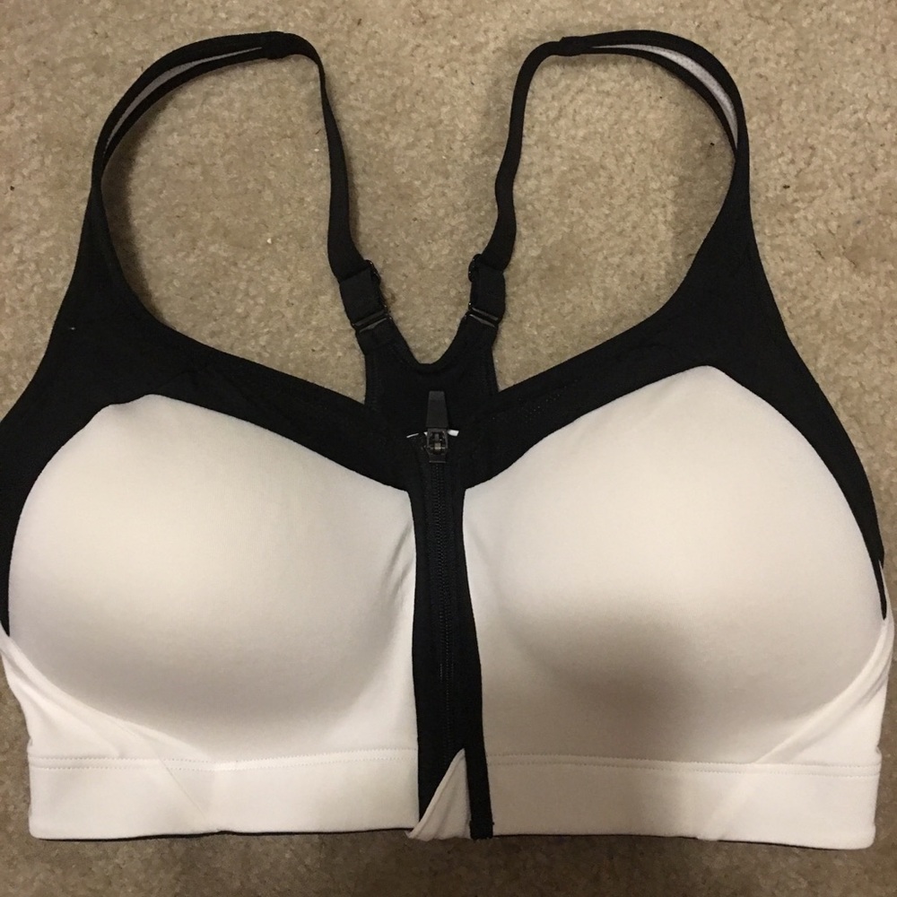 Front zip padded sports bra